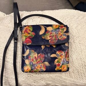 Patricia Nash stylish, Crossbody, colorful floral leather bag.